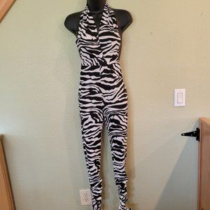 Like An Animal Jumpsuit Black & White Zebra Stripes